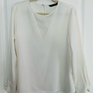 Zara white blouse with pearl detail